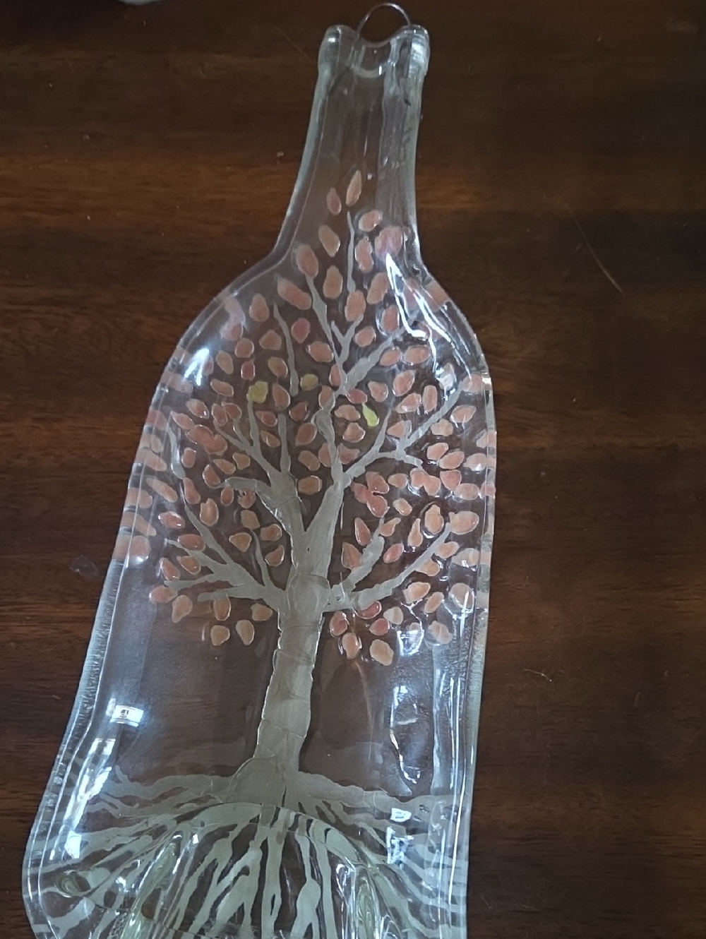 Handmade Fused Glass Recycled Wine Bottle Tree Of Life Dish - Slumped Bottl